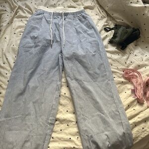 SHEIN Blue and White Striped Joggers with Elastic Waistband